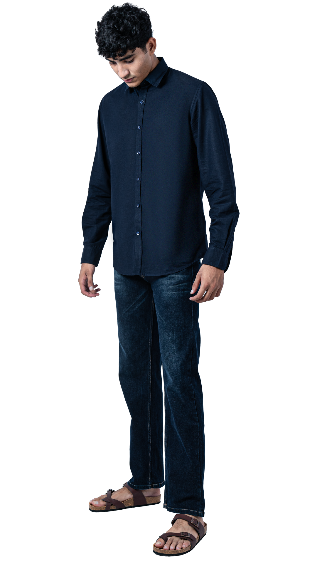 Men's Casual Solid Navy Blue Shirt