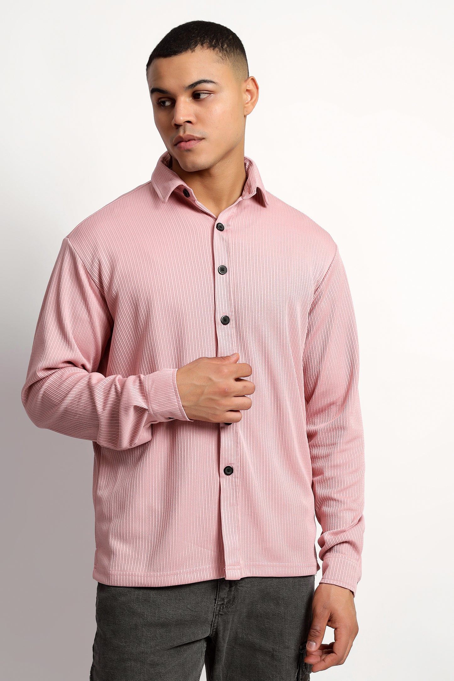 Men's Regular Fit Pink Overshirt