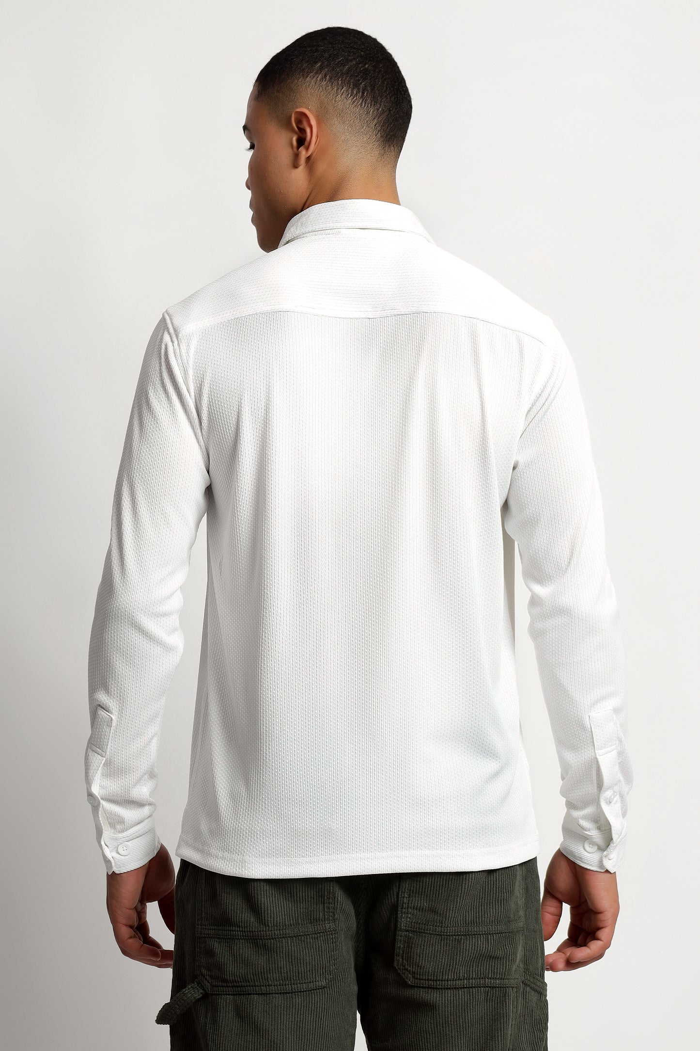 Regular Fit Half Zipper White Shirt
