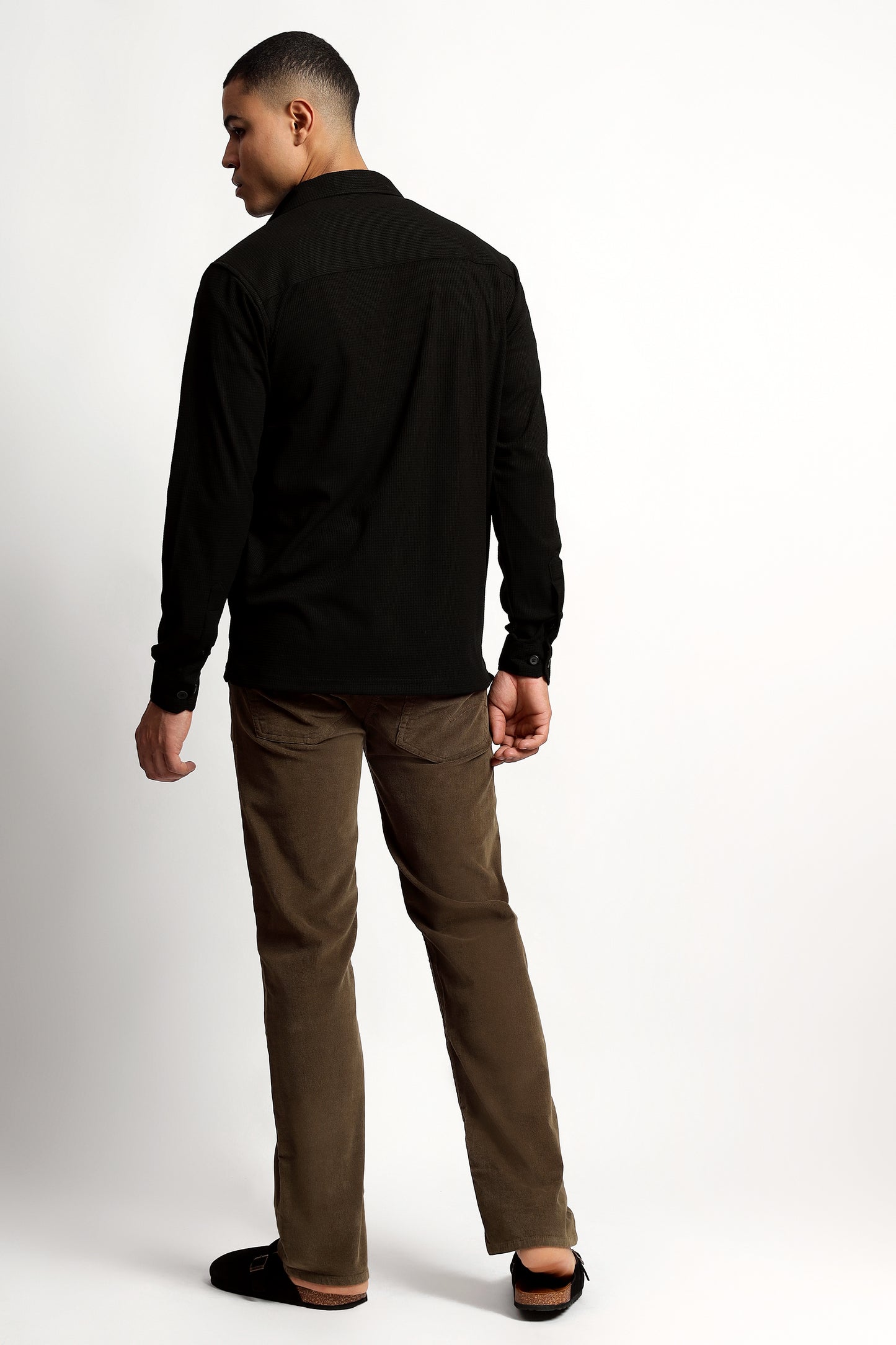 Regular fit Poly Cotton Black Shirt