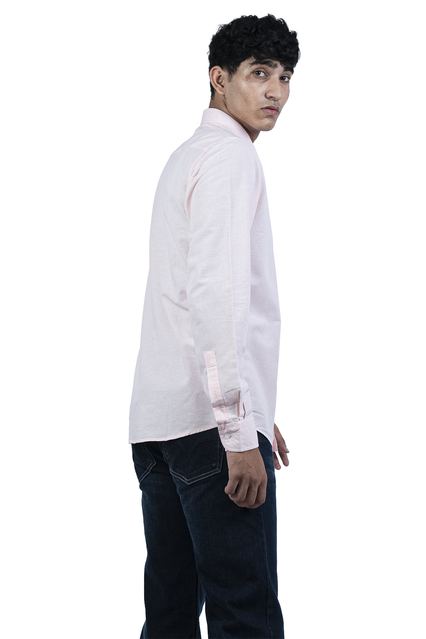 Men's Casual Solid Pink Shirt