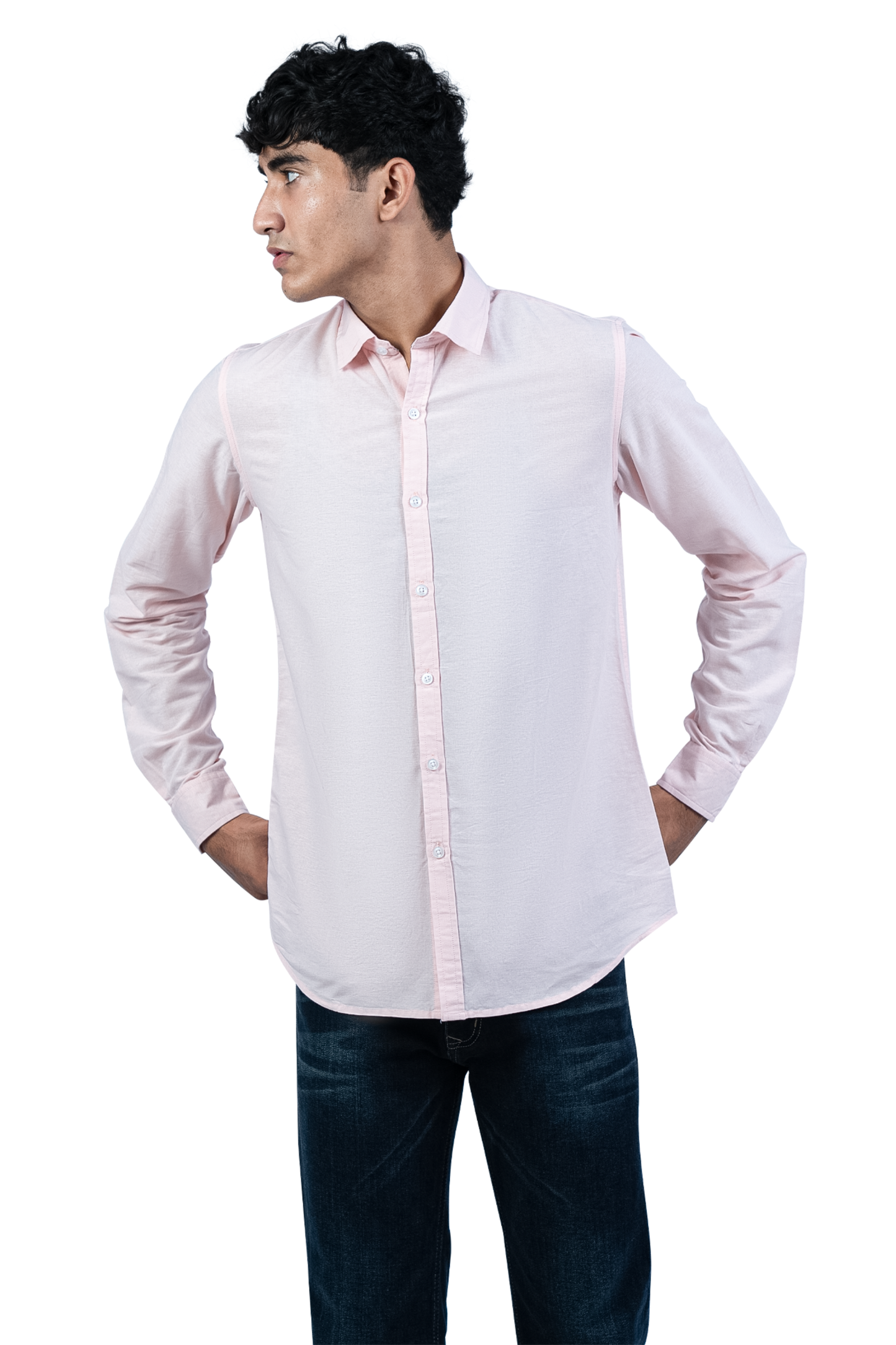 Men's Casual Solid Pink Shirt