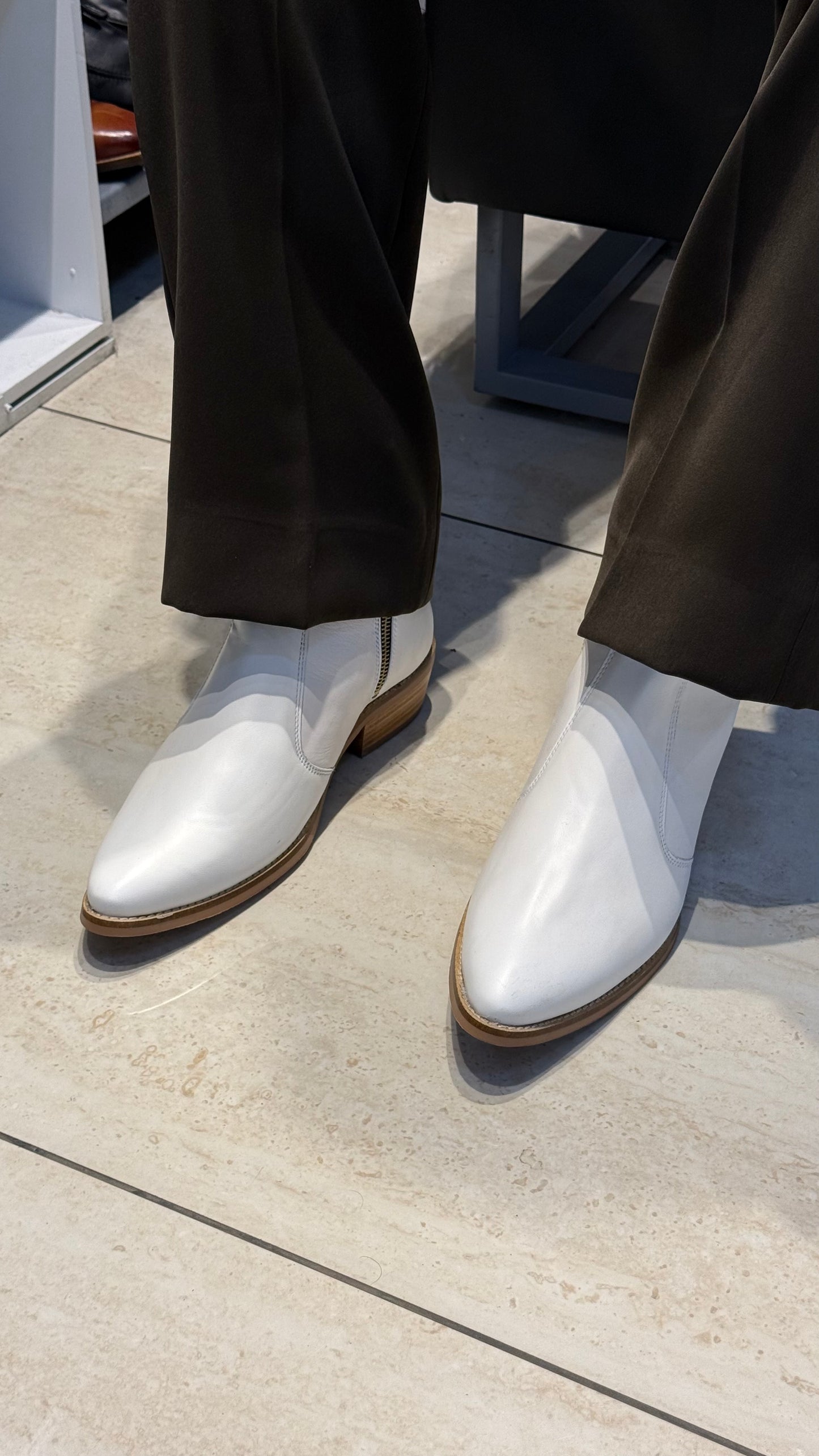 Cuban Heel White Chelsea | Hand Made| Pointed Toe | Party Wear |