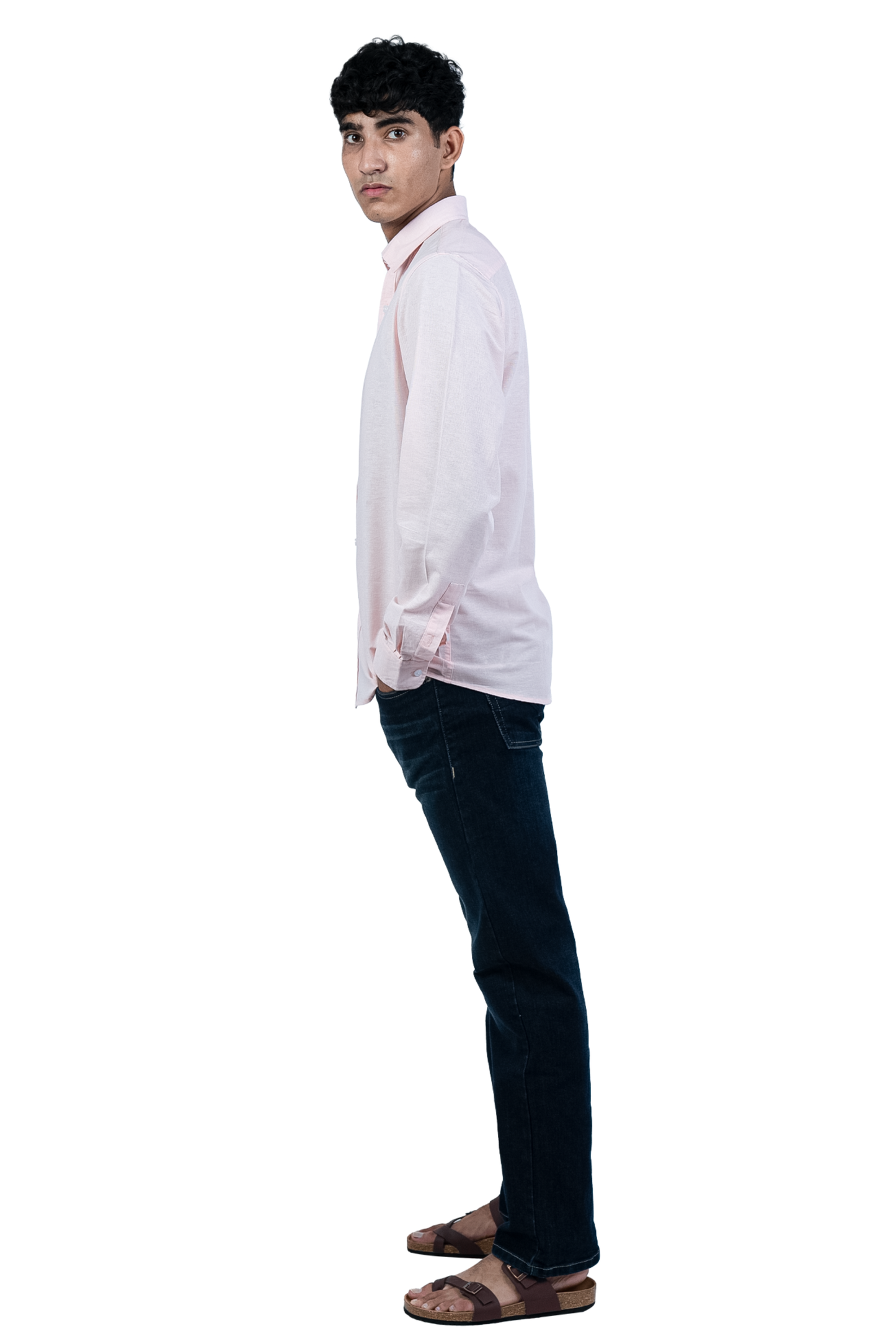 Men's Casual Solid Pink Shirt