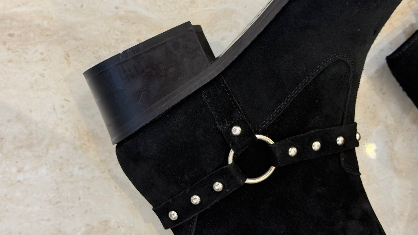 Black Suede leather Cuban Heel CHELSEA Boots
