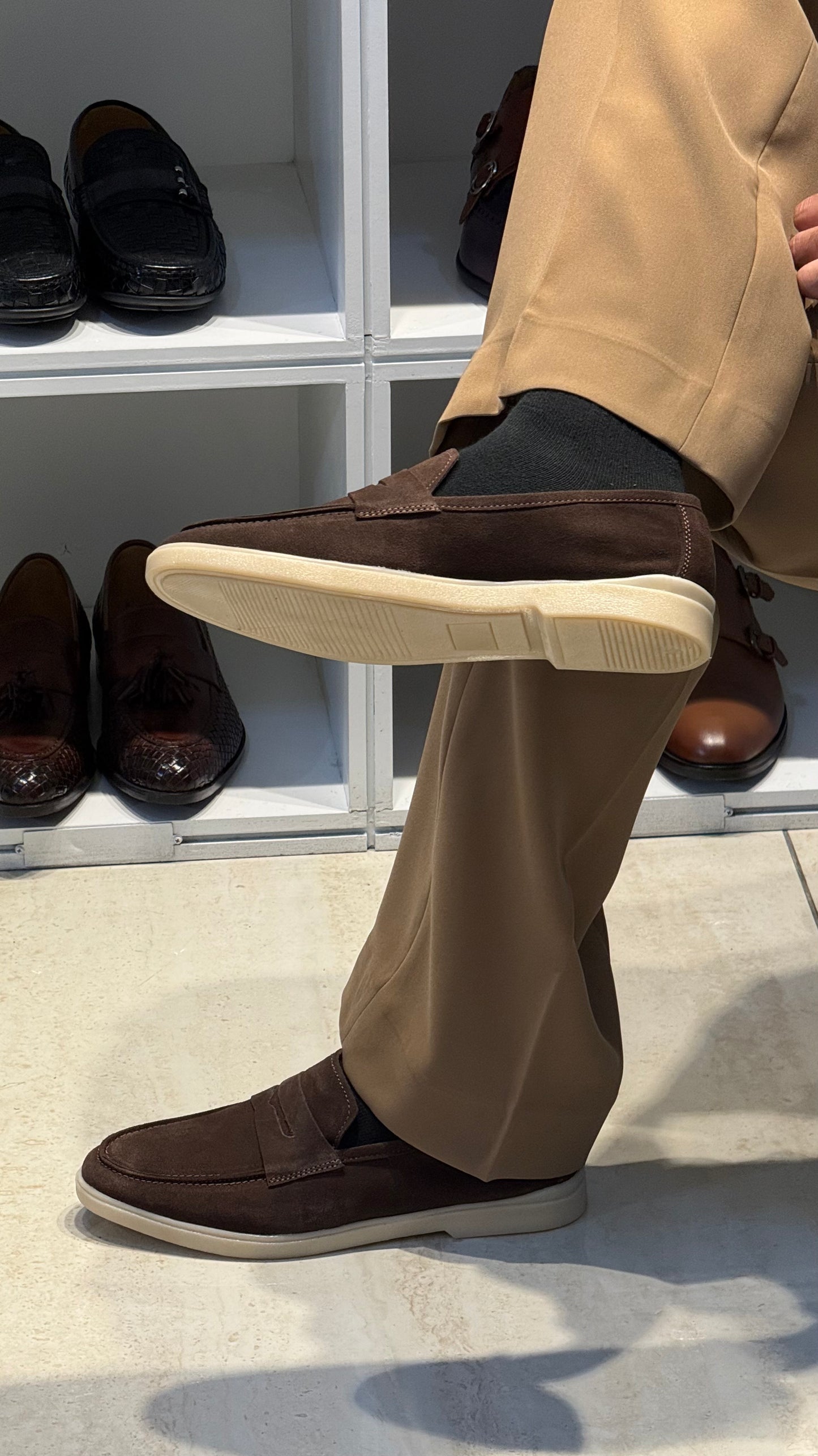 Suede loafer shoes