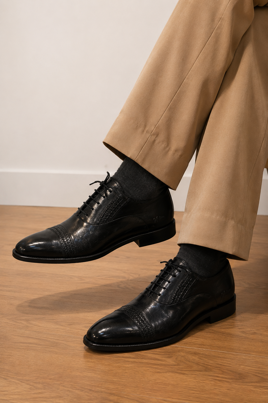 Mudih Premium Leather Cap Toe Oxford Shoes