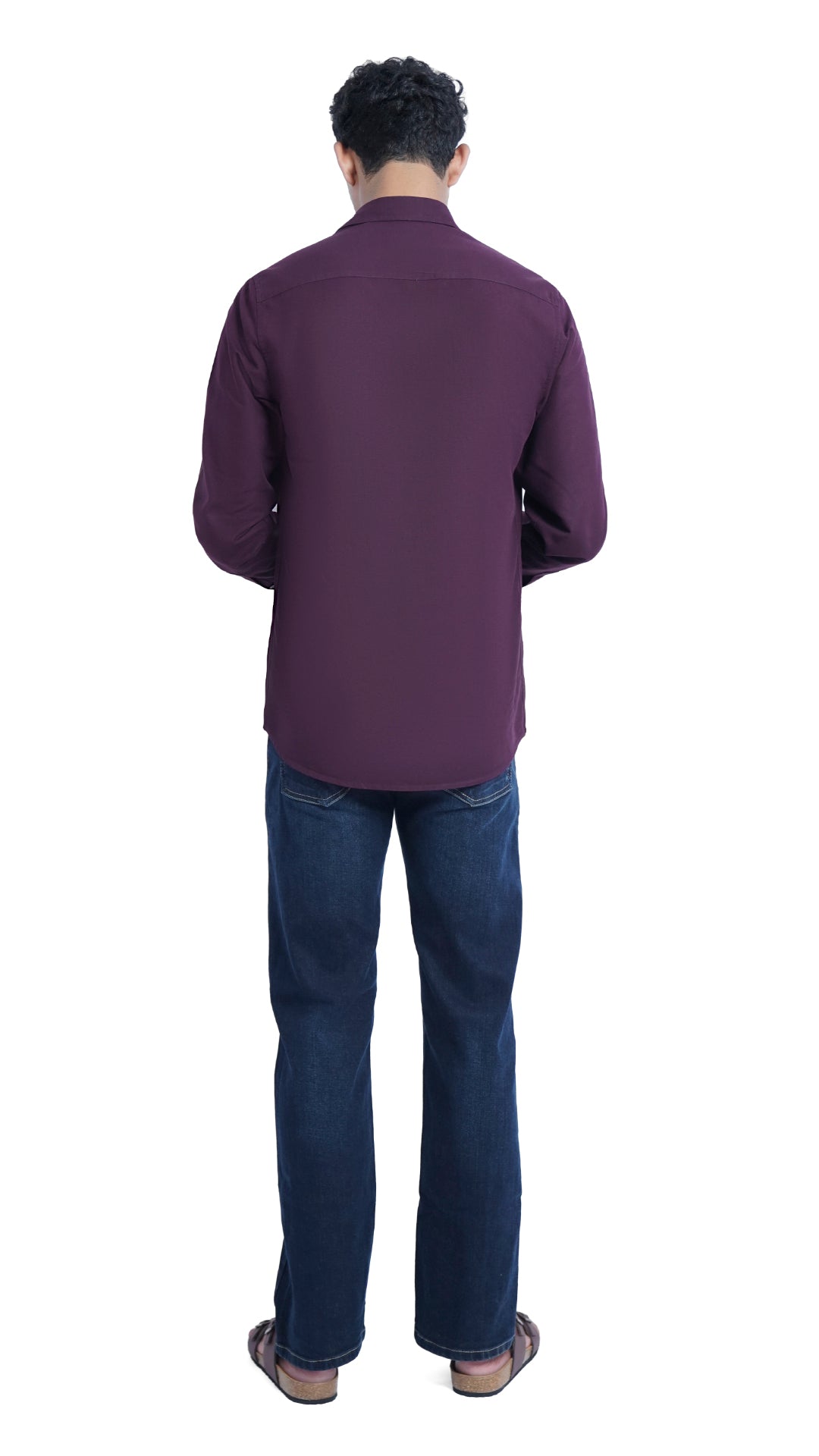 Men's Casual Solid Wine Shirt