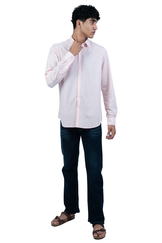 Men's Casual Solid Pink Shirt
