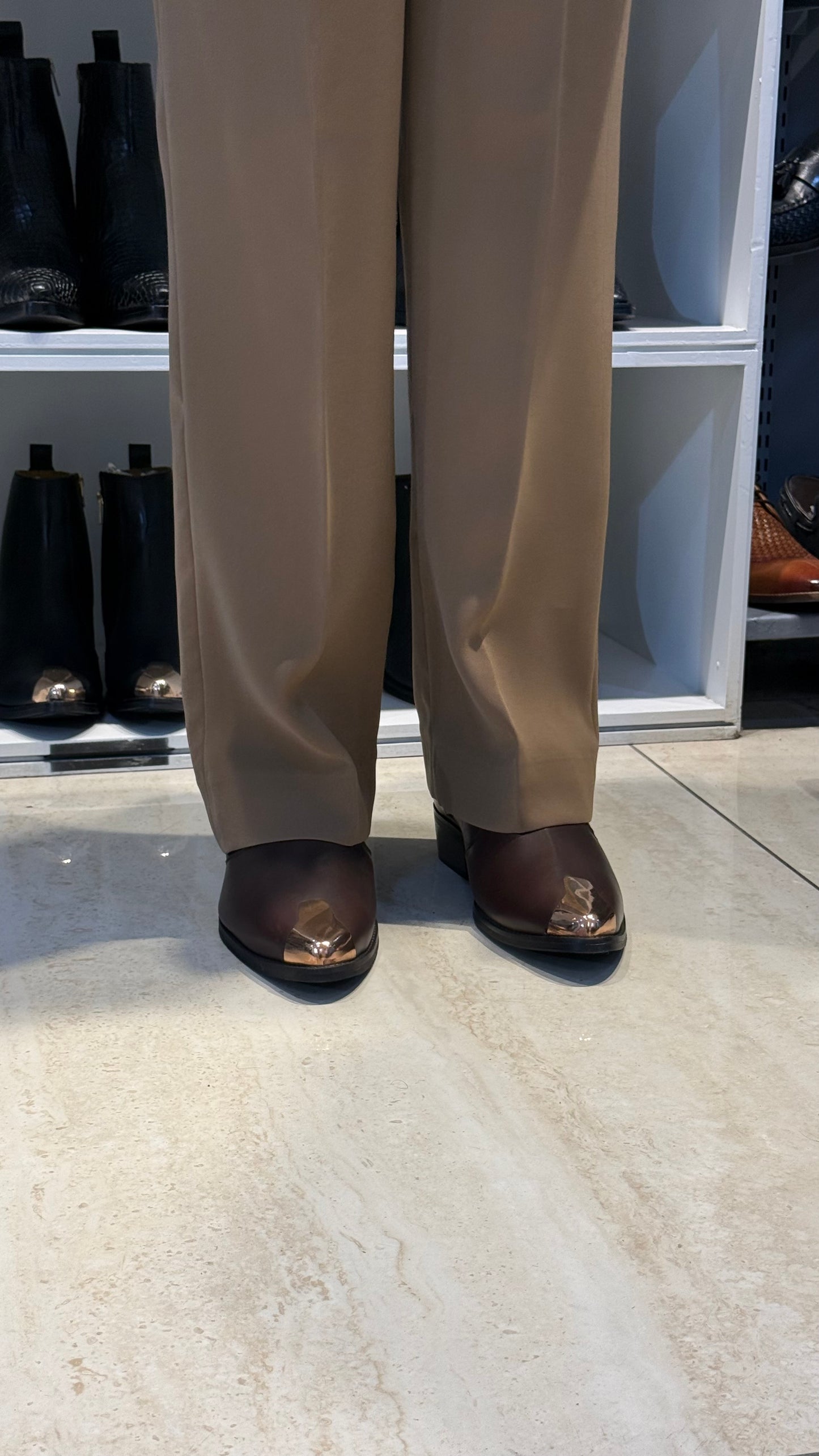 Cuban Heel Brown Chelsea | Hand Made|Pointed Brass Toe | Party Wear