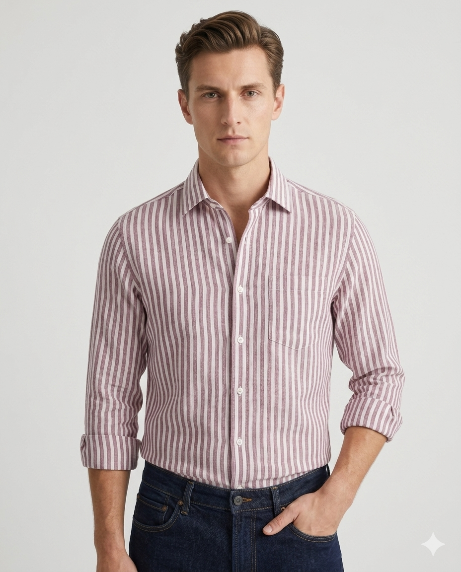 Dusty Red Stripe Shirt