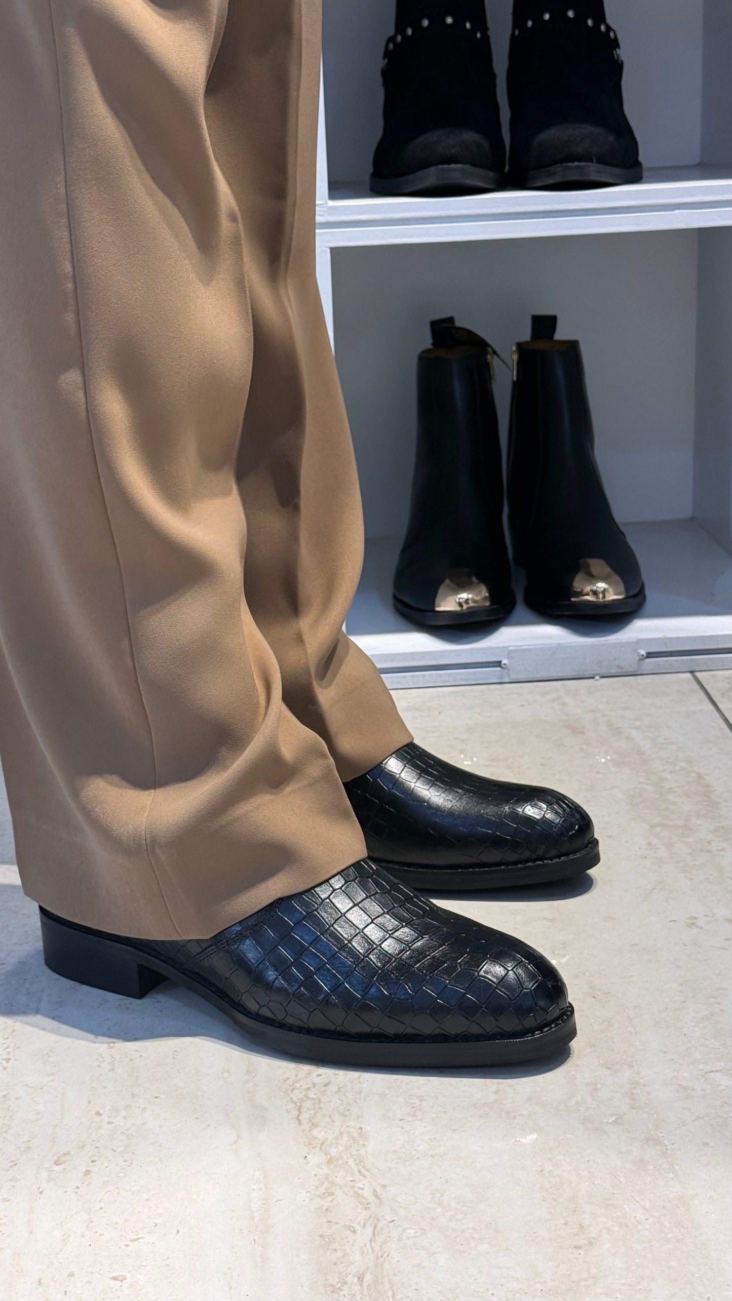 Croco leather Black Chelsea Boot