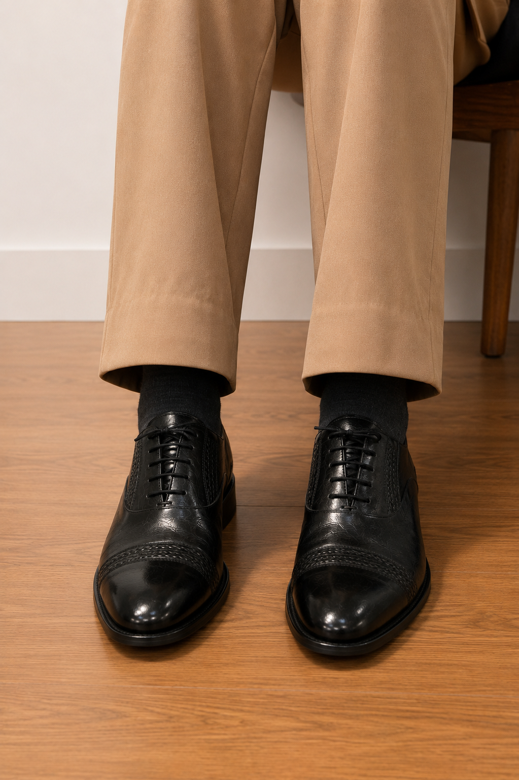 Mudih Premium Leather Cap Toe Oxford Shoes