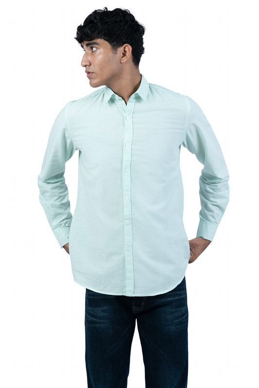 Men's Casual Solid Pistachio Shirt