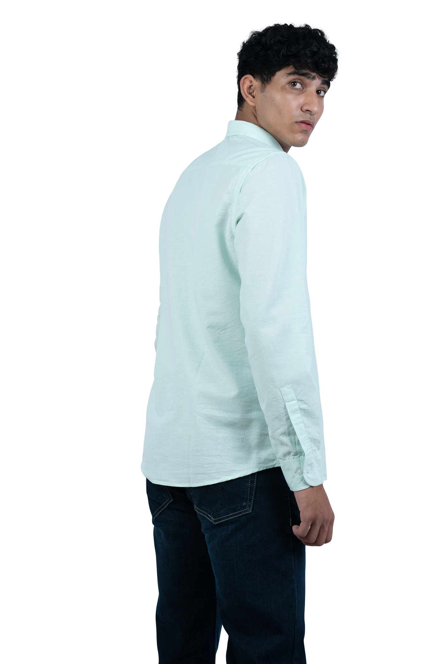 Men's Casual Solid Pistachio Shirt
