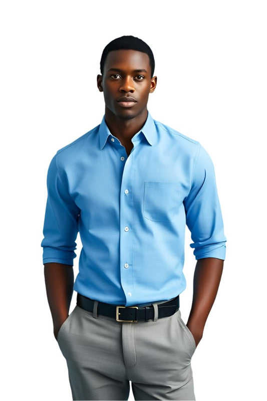 Satin Cotton Sky Blue Shirt