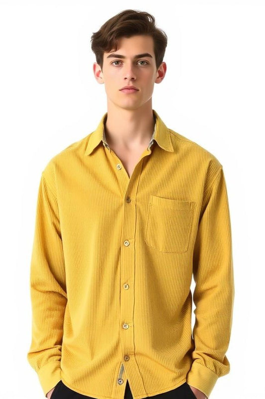 Yellow Corduroy Shirt for Men