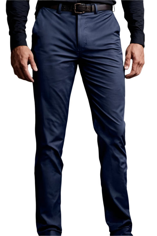 Men Slim fit Navy Blue Trouser