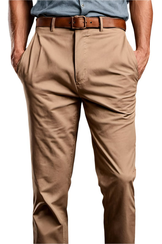 Men Slim fit Beige Trouser