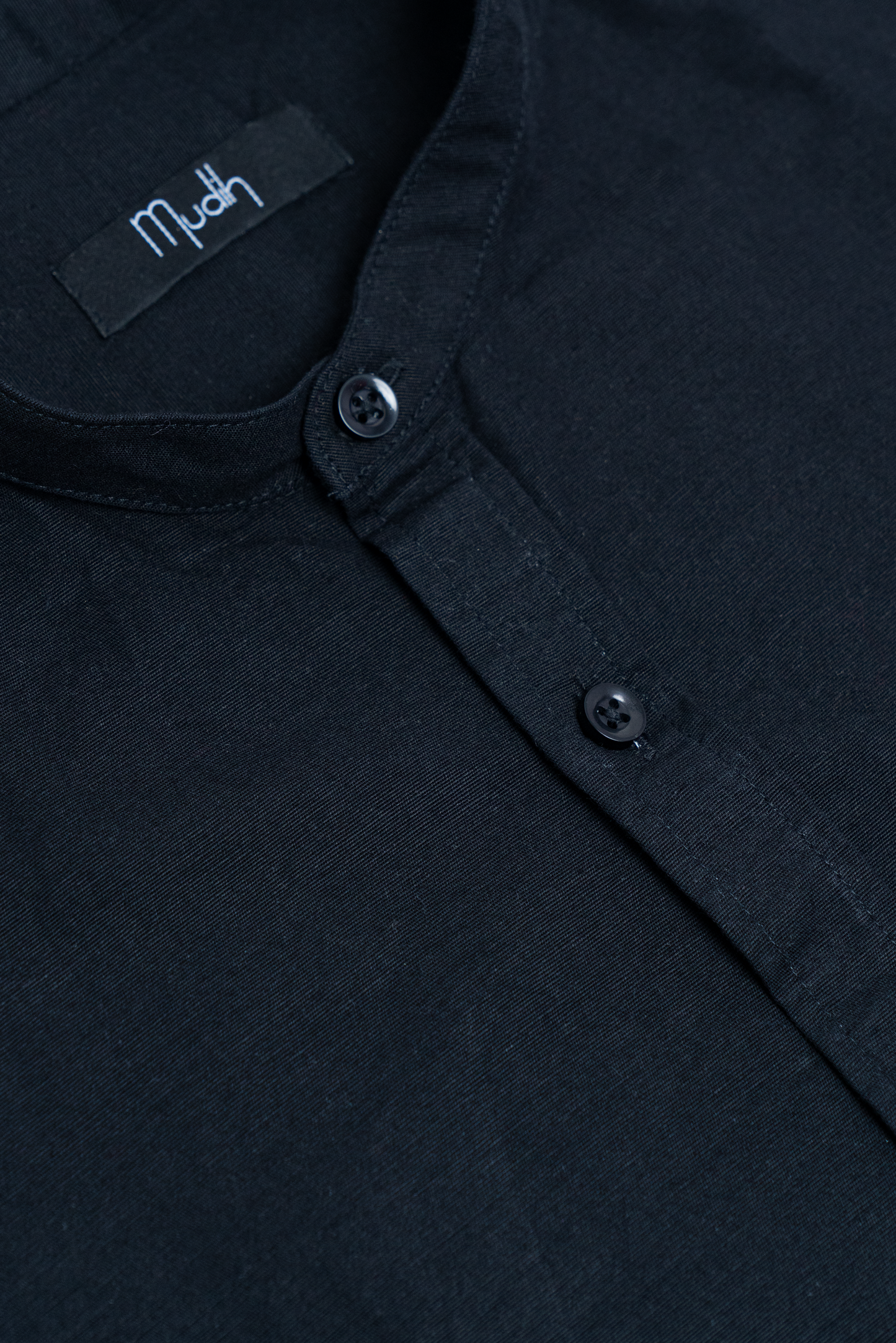 Men's Casual Solid Mandarin collar Black Shirt