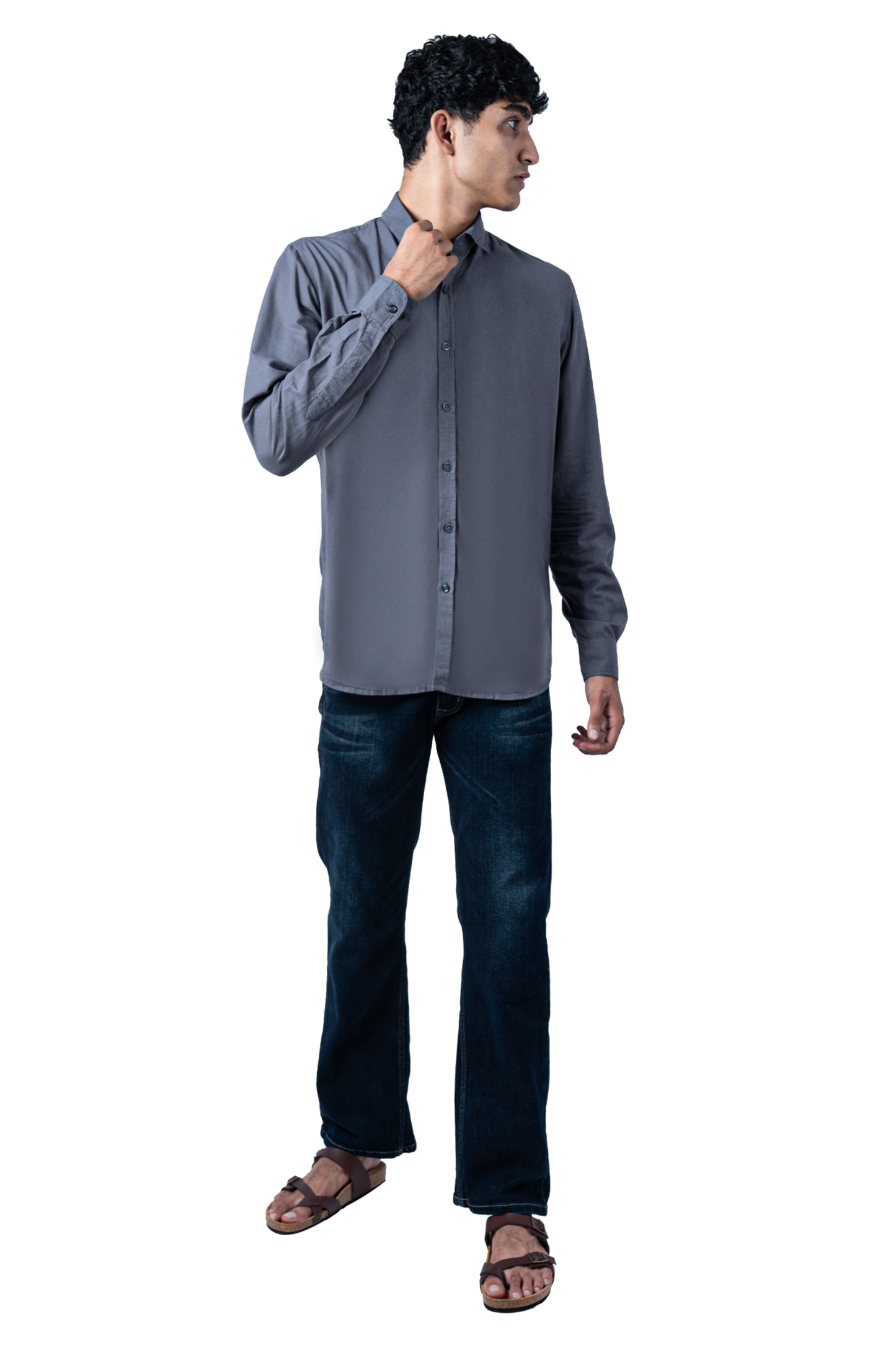 Men's Casual Solid Dark Grey Shirt