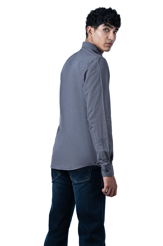 Men's Casual Solid Dark Grey Shirt