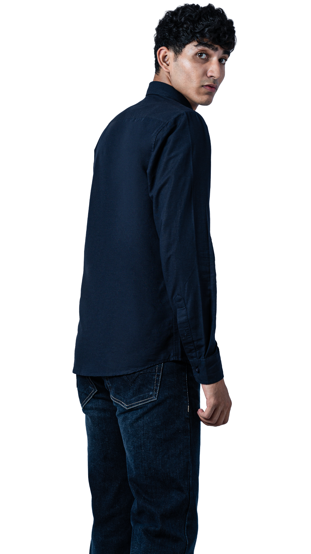 Men's Casual Solid Navy Blue Shirt